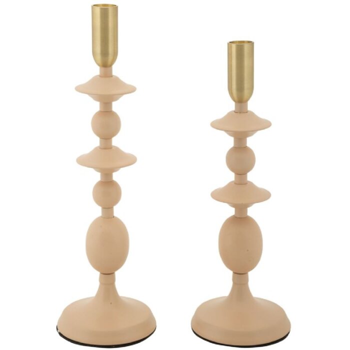 Mauro Ferretti Kerzenhalter Gemini rosa – 2er-Set Ø 10x29 cm und Ø 10x33 cm