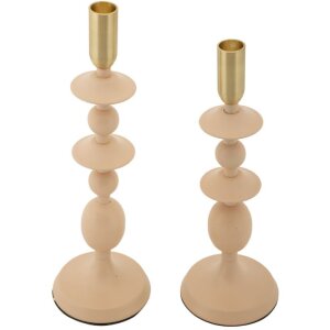 Mauro Ferretti Kerzenhalter Gemini rosa – 2er-Set Ø 10x29 cm und Ø 10x33 cm