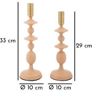 Mauro Ferretti Kerzenhalter Gemini rosa – 2er-Set Ø 10x29 cm und Ø 10x33 cm