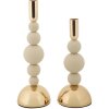 Mauro Ferretti Kerzenhalter Bolly creme – 2er-Set Ø 10x24 cm und Ø 10x29,5 cm