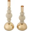 Mauro Ferretti Kerzenhalter Bolly creme – 2er-Set Ø 10x24 cm und Ø 10x29,5 cm