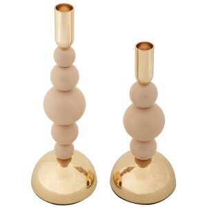 Mauro Ferretti Kerzenhalter Bolly rosa – 2er-Set Ø 10x24 cm und Ø 10x29,5 cm