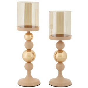 Mauro Ferretti Suport Lumânări Glassy Roz - Set 2...