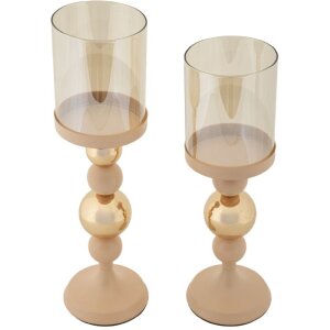 Mauro Ferretti Suport Lumânări Glassy Roz - Set 2...