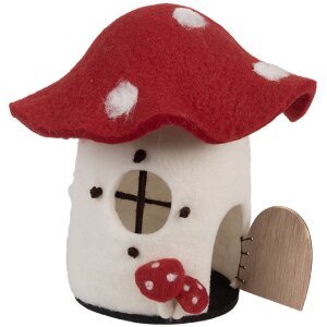 Clayre & Eef 66293 Filzhaus 20x20x18 cm weiß-rot