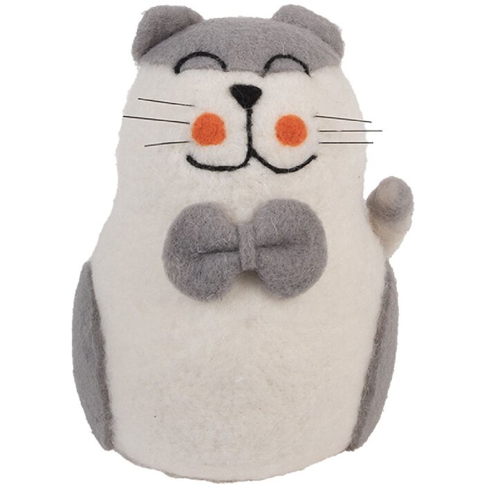 Pisică Decorativă din Pâslă Clayre & Eef 14x14x20 cm