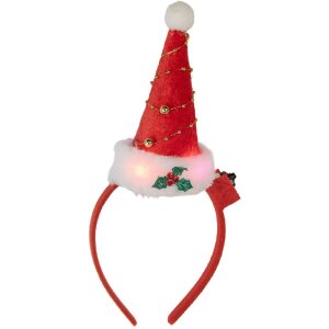 Clayre & Eef 66351 Haarband mit Weihnachtsmütze mit LED 12x7x27 cm