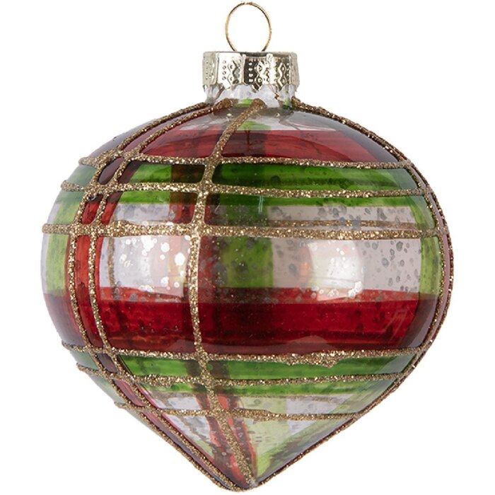 Clayre & Eef 6GL5179 Ornament Crăciun Ø 8cm Roșu-Auriu