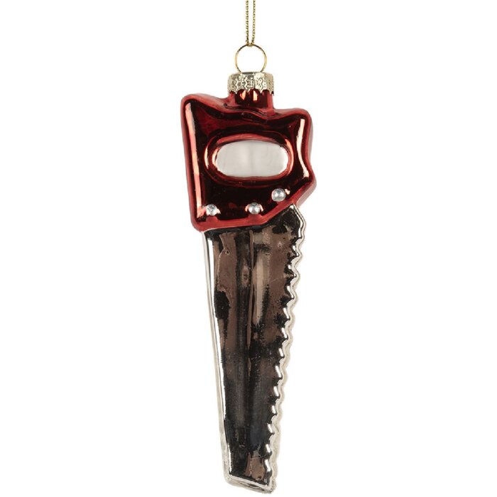 Clayre & Eef Ornament de Crăciun 4x3x13 cm Argintiu cu Roșu