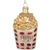 Clayre & Eef 6GL5260 Ornament Crăciun Sticlă Alb Auriu 6x3x10 cm
