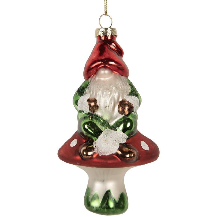 Clayre & Eef Ornament de Crăciun 7x6x13 cm Sticlă Roșu și Verde