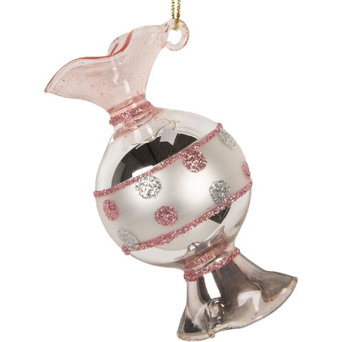 Clayre & Eef 6GL5276 Weihnachtsanhänger Ø 4x8 cm Silber Rosa