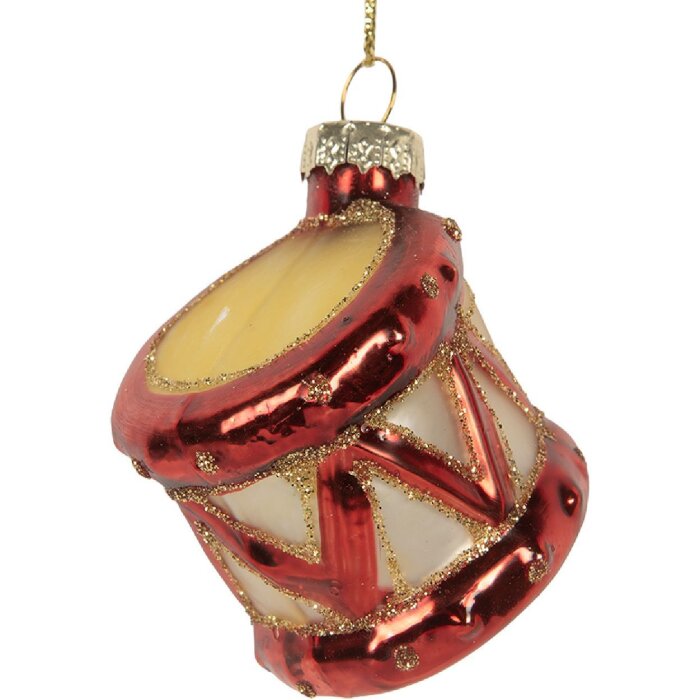 Clayre & Eef 6GL5279 Ornament Crăciun Ø 4x5 cm Roșu Auriu