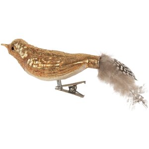 Clayre & Eef Ornament Crăciun Pasăre cu Cliță 9x3x4 cm