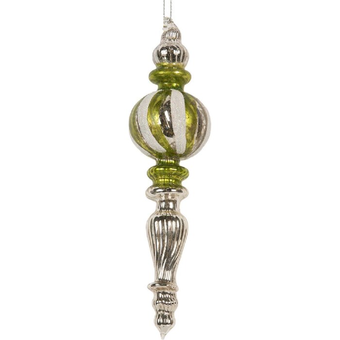 Clayre & Eef Ornament Crăciun Ø 5x18 cm Argintiu Verde