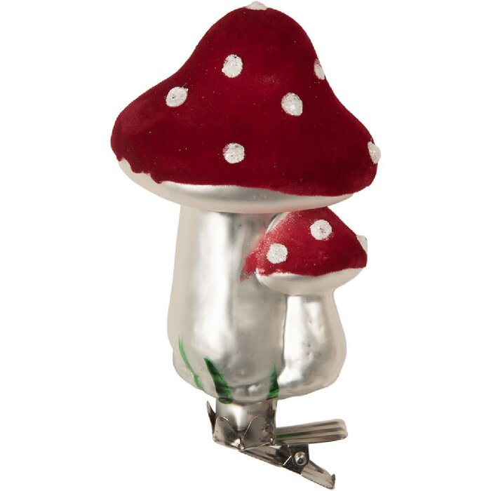 Clayre & Eef Ornament Crăciun Ciupercă 6x11 cm
