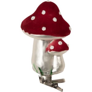 Clayre & Eef Ornament Crăciun Ciupercă 6x11 cm