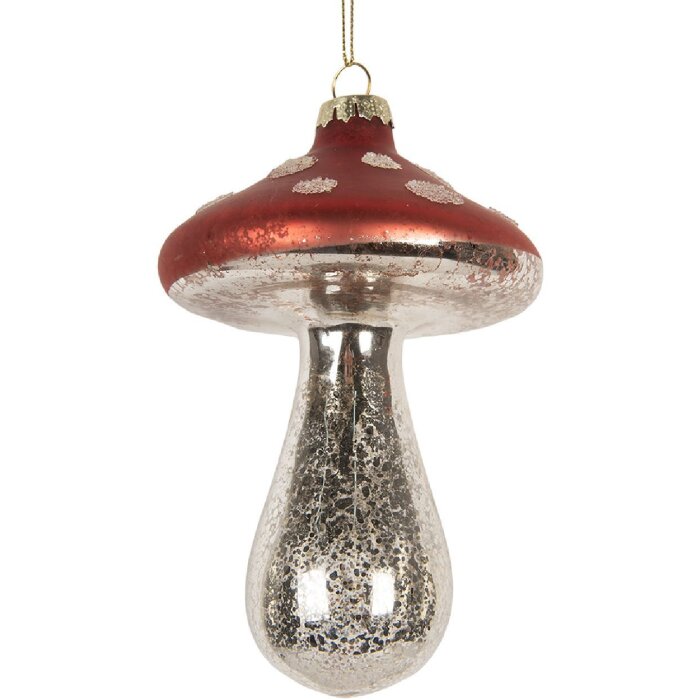 Clayre & Eef 6GL5314 Weihnachtsanhänger Ø 9x13 cm Rot und Silberfarben