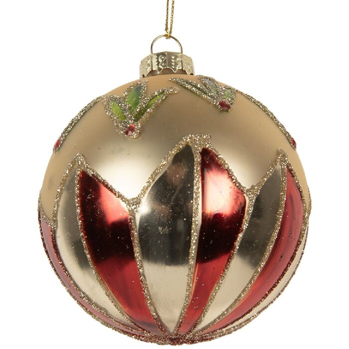 Clayre & Eef 6GL5316 Ornament Crăciun Ø 8 cm Auriu Roșu
