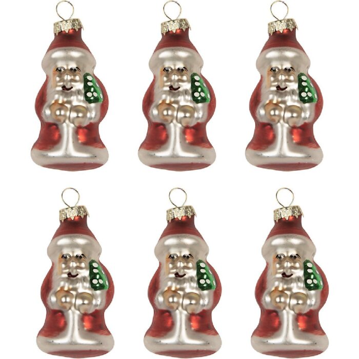 Clayre & Eef 6GL5322 Weihnachtsanhänger Set 6 Ø 3x35 cm Rot Silberfarben