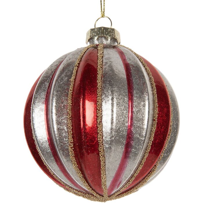 Clayre & Eef Ornament Crăciun Ø 8 cm Roșu și Argintiu