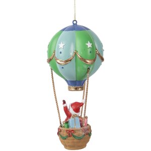 Clayre & Eef 6PR5613 Dekoration Weihnachtsmann im Heißluftballon Ø 8x18 cm