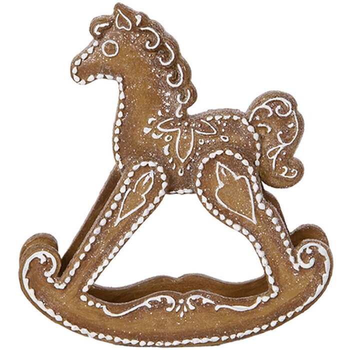 Clayre & Eef 6PR5621 Dekoration Schaukelpferd Braun Weiß 14x4x15 cm