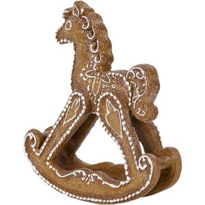 Clayre & Eef 6PR5621 Dekoration Schaukelpferd Braun Weiß 14x4x15 cm