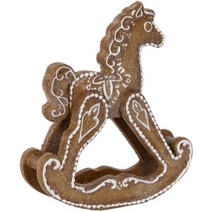 Clayre & Eef 6PR5621 Dekoration Schaukelpferd Braun Weiß 14x4x15 cm