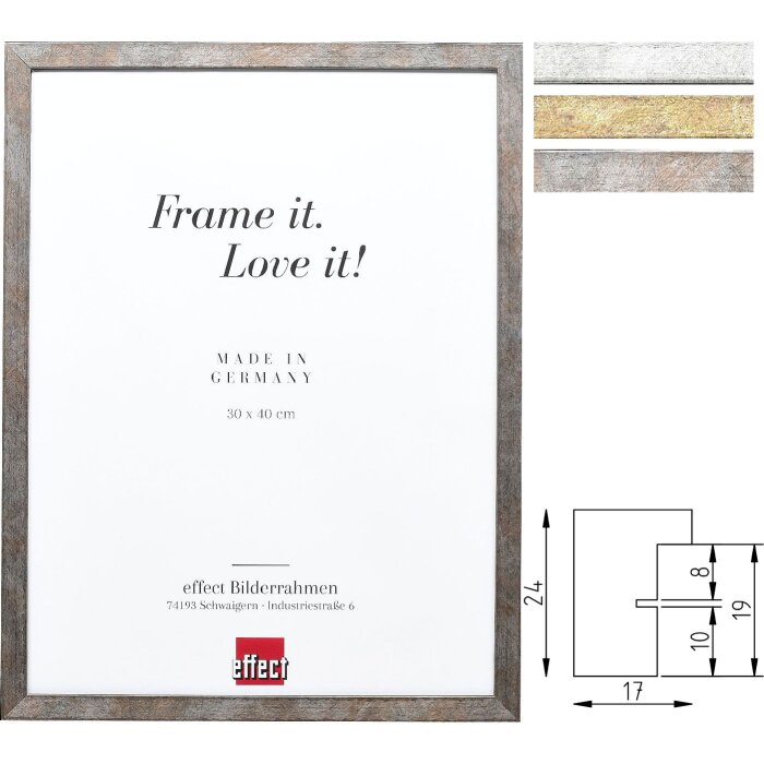 Ramă Foto Masivă Profil 42 – Lemn, Aur Antic, Argintiu, Antracit 7x10-70x100