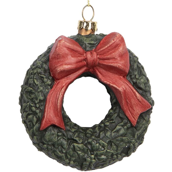 Clayre & Eef 66085 Decorațiune Pandantiv Coroană Verde Roșu 9x4x11 cm
