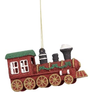 Clayre & Eef 66092 Dekoration Anhänger Lokomotive 12x4x7 cm Rot Grün