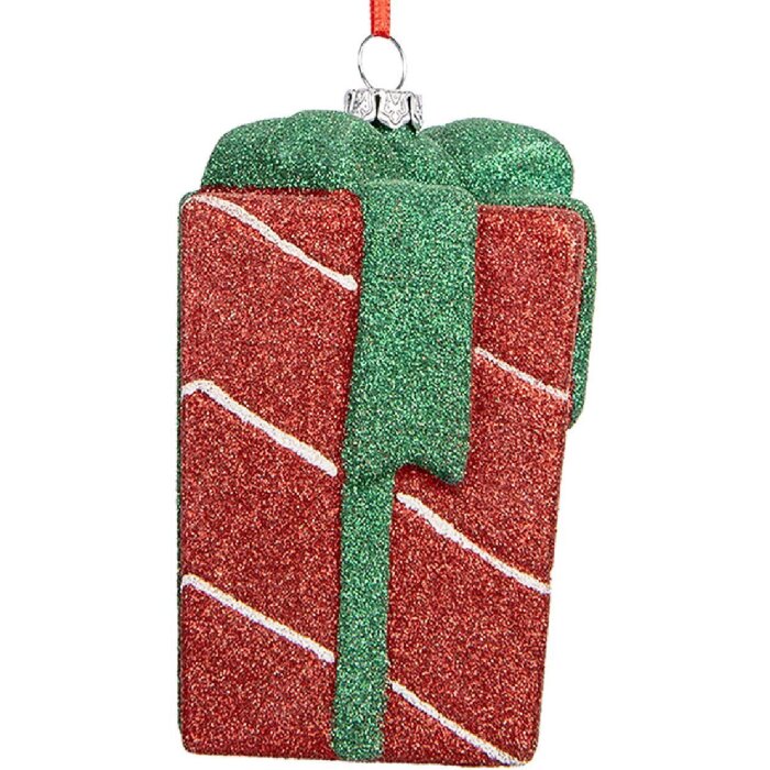 Clayre & Eef 66095 Dekoration Anhänger Geschenkbox 8x8x11 cm Rot und Grün