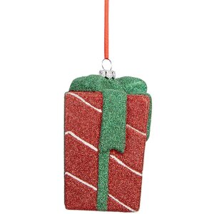Clayre & Eef 66095 Dekoration Anhänger Geschenkbox 8x8x11 cm Rot und Grün