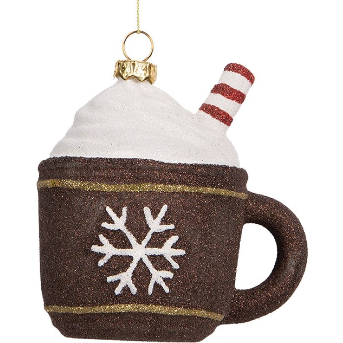 Clayre & Eef 66096 Dekoration Anhänger Becher 9x7x10 cm Braun Weiß