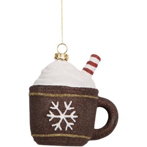 Clayre & Eef 66096 Dekoration Anhänger Becher 9x7x10 cm Braun Weiß