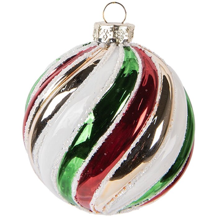 Clayre & Eef 6GL5174 Christbaumkugel Ø 8x8 cm Mehrfarbig