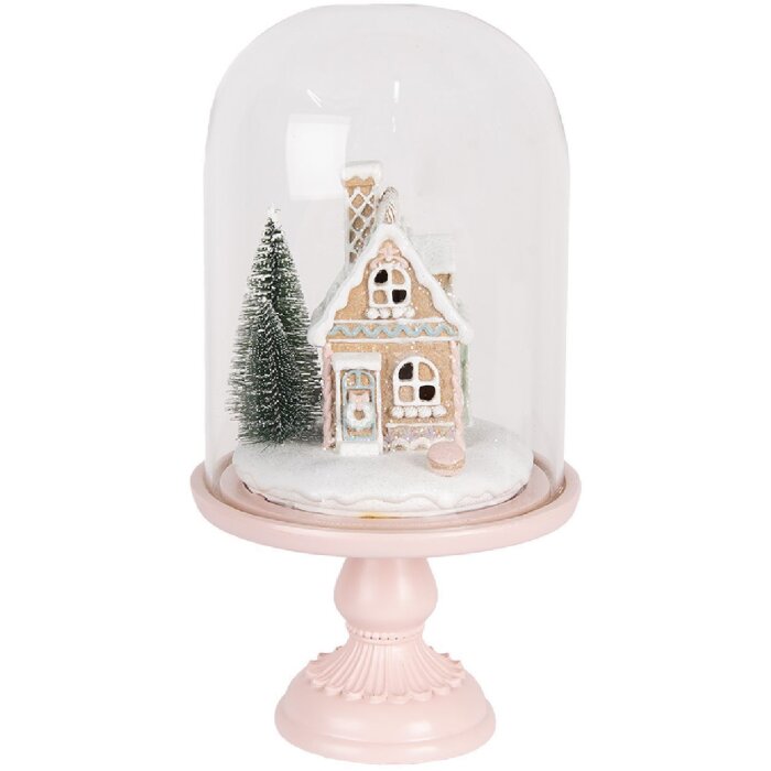 Clayre & Eef 6GL5191 Glasglocke mit Dekoration LED Rosa 17x30 cm