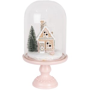 Clayre & Eef 6GL5191 Glasglocke mit Dekoration LED Rosa 17x30 cm