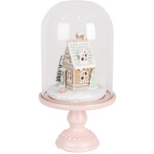 Clayre & Eef 6GL5191 Glasglocke mit Dekoration LED Rosa 17x30 cm