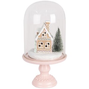 Clayre & Eef 6GL5191 Glasglocke mit Dekoration LED Rosa 17x30 cm