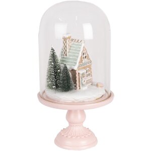 Clayre & Eef 6GL5191 Glasglocke mit Dekoration LED Rosa 17x30 cm