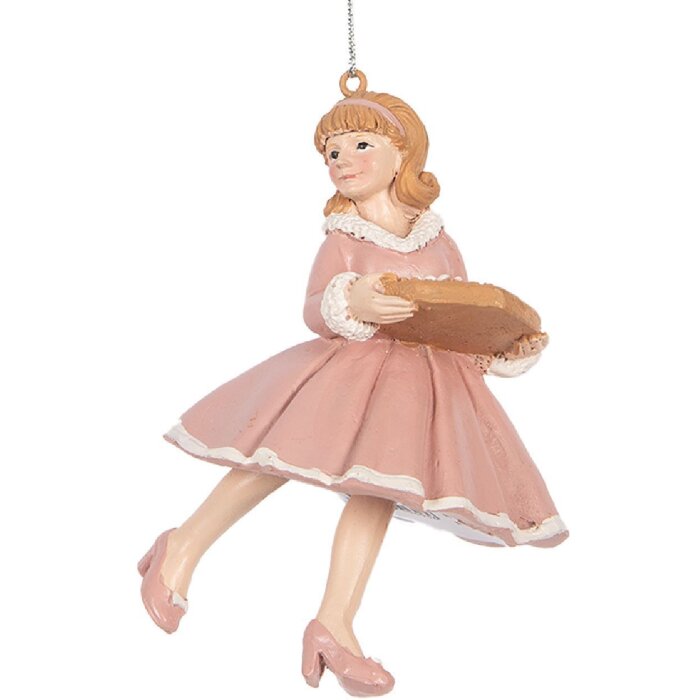 Clayre & Eef Ornament Decor Balerină Roz Bej 7x7x11 cm