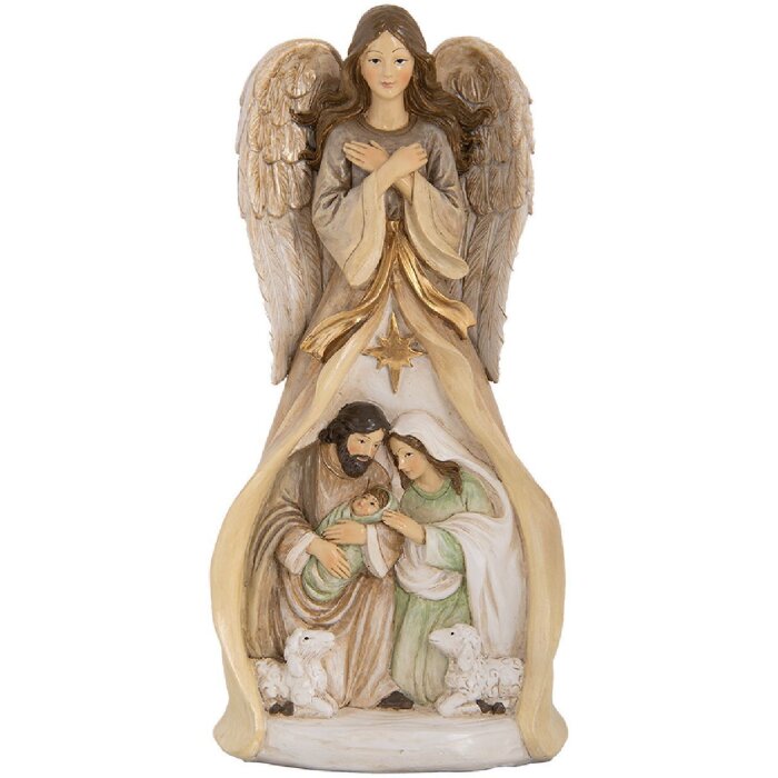 Clayre & Eef Grup Decorativ Crăciun 15x12x30 cm Bej-Auriu