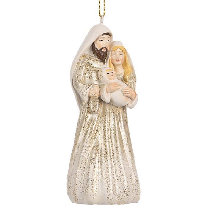 Clayre & Eef 6PR5649 Deko-Anhänger Weihnachtsgruppe 5x4x11 cm Beige