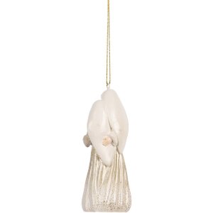 Clayre & Eef 6PR5649 Deko-Anhänger Weihnachtsgruppe 5x4x11 cm Beige