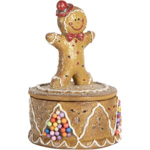 Clayre & Eef Cutie Decorativă Oameni de Ghimbir Maro...