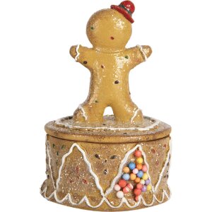 Clayre & Eef Cutie Decorativă Oameni de Ghimbir Maro 7x11 cm