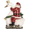 Clayre & Eef 6PR5671 Weihnachtsmann auf Schwan 13x10x16 cm Rot und Weiß