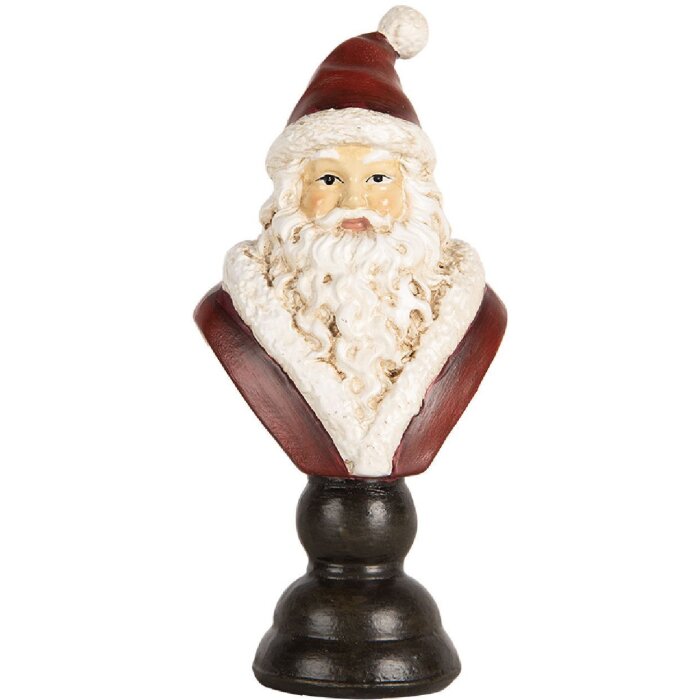 Bust Decorativ Moș Crăciun Clayre & Eef 7x5x15 cm Roșu/Alb